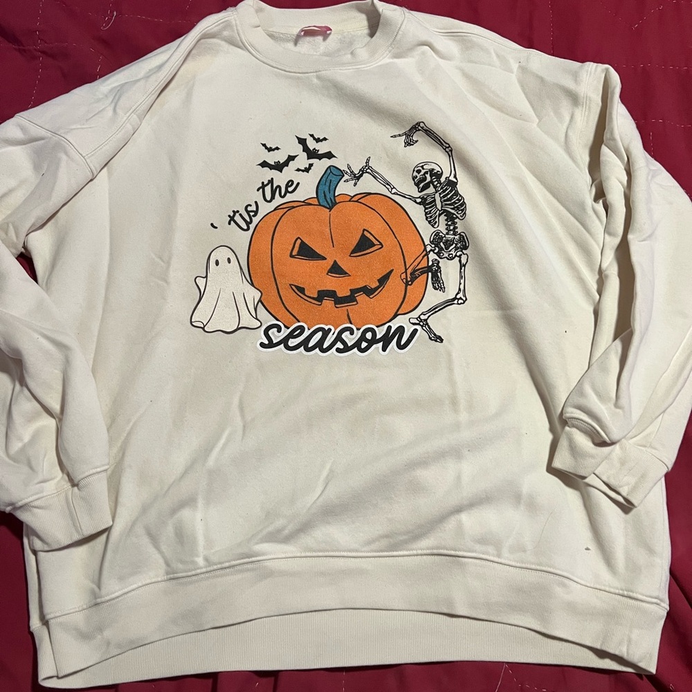 Pink Lily Cream Halloween Sweater